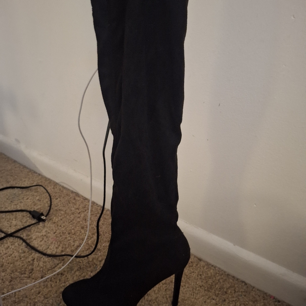 Fashion Nova Sleek Black Over-the-Knee Boots